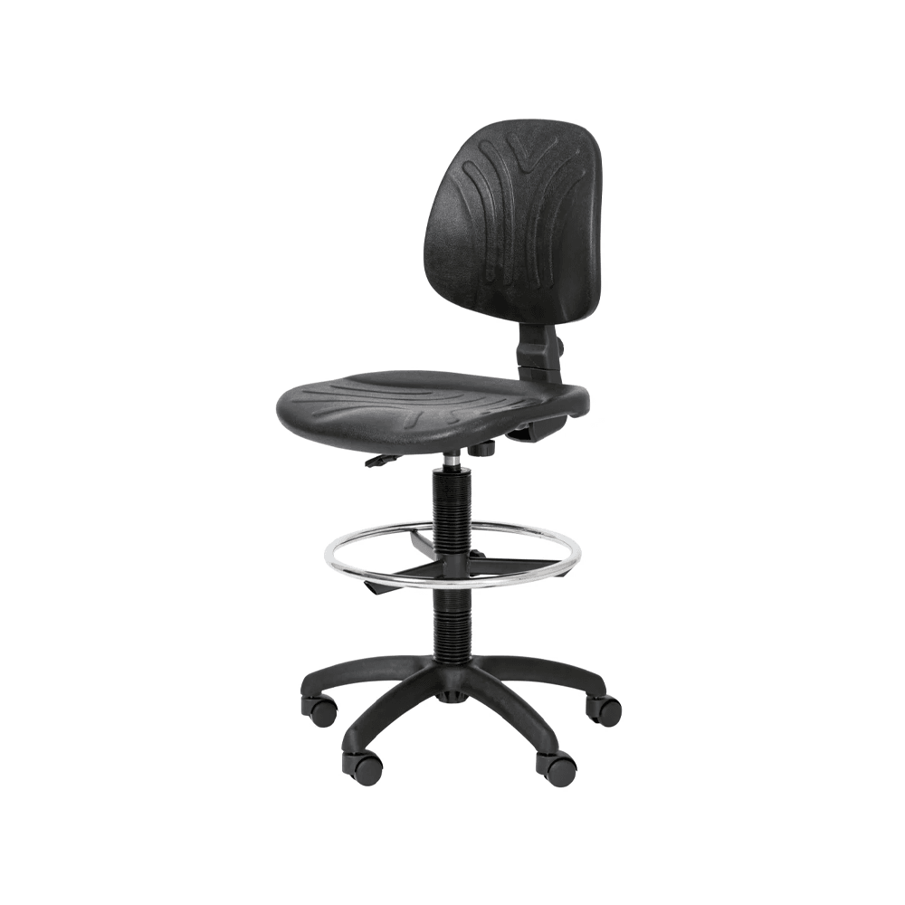 Arbeitsdrehstuhl aus PU-Schaum mit Fußring höhenverstellbar--0