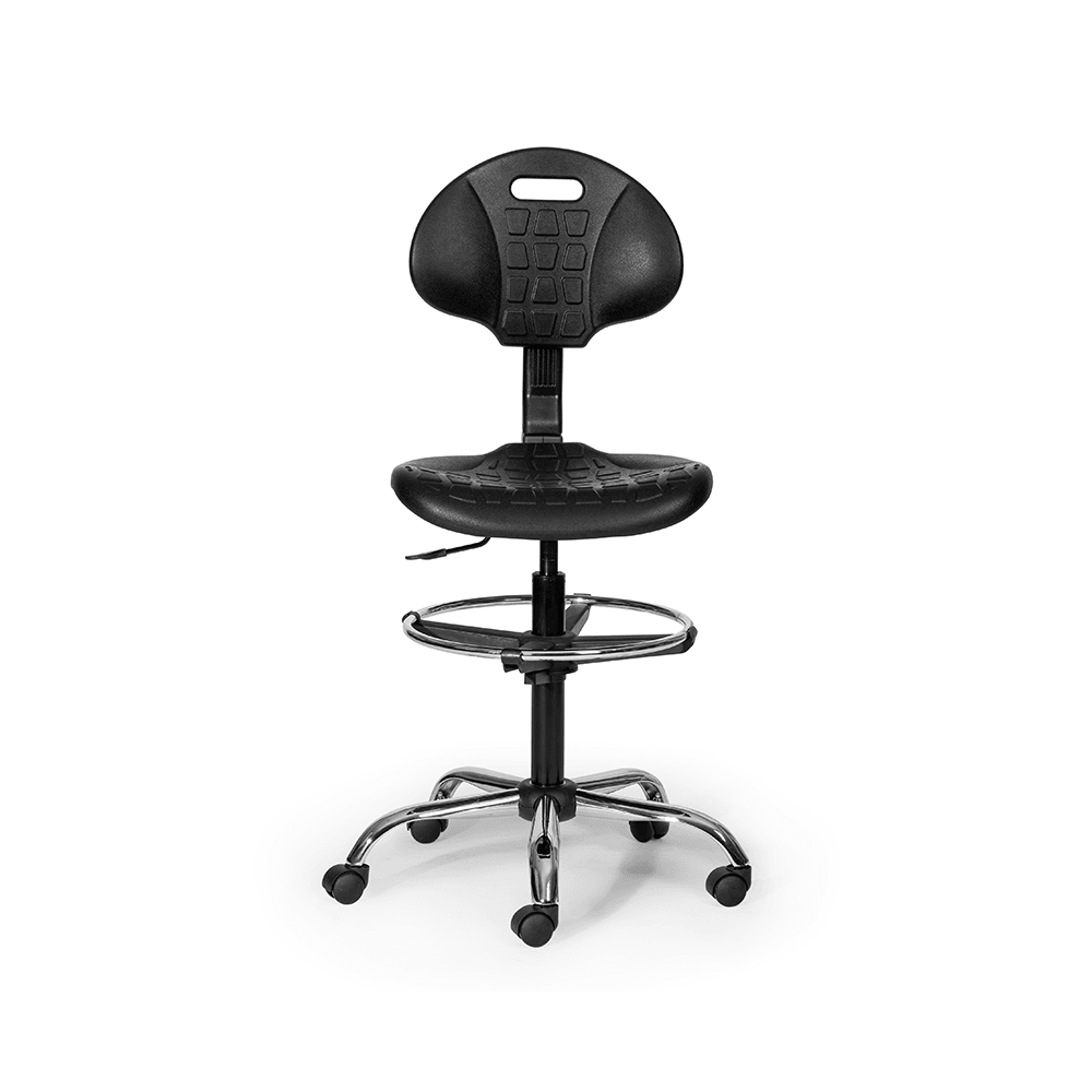 Ergonomischer PU Arbeitsdrehstuhl mit Chrom-Fußkreuz--2