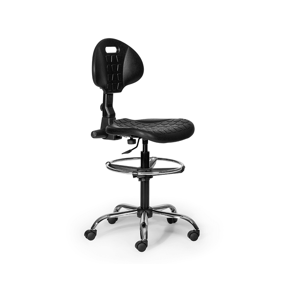 Ergonomischer PU Arbeitsdrehstuhl mit Chrom-Fußkreuz--0
