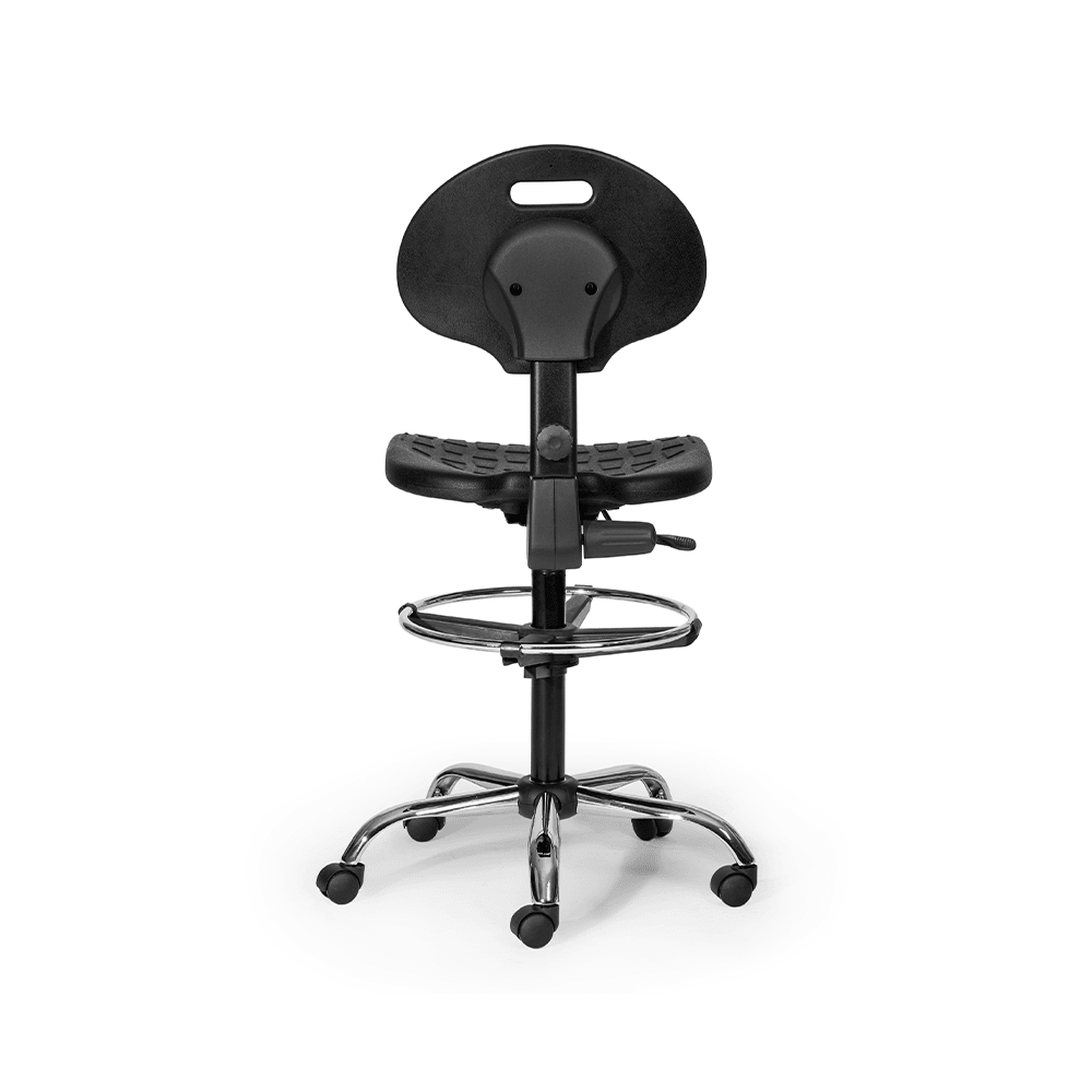 Ergonomischer PU Arbeitsdrehstuhl mit Chrom-Fußkreuz--3