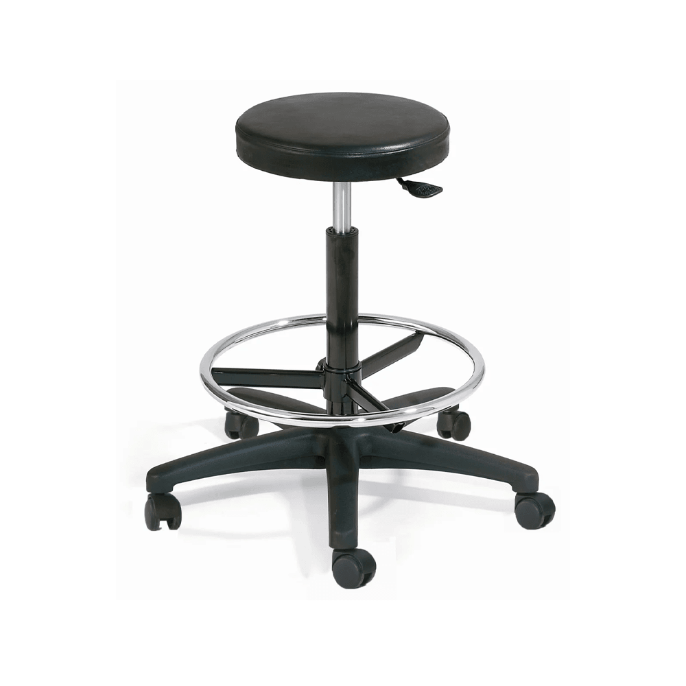 Laborhocker höhenverstellbar mit Rollen und Fußring--0