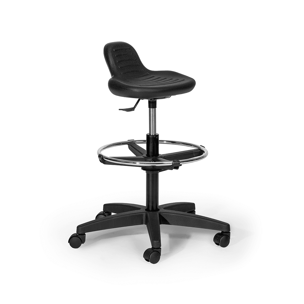 Ergonomischer PU-Counterstuhl mit Fußring--0