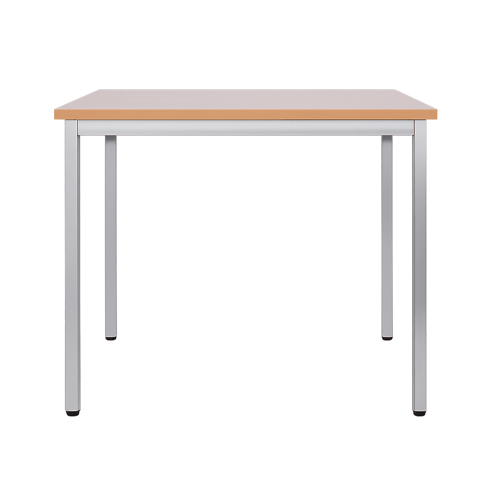 Arbeitstisch mit Stahlgestell und Holzplatte--0